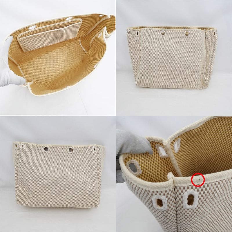 Hermes Herbag Her Bag Cabas MM Toile GM Tote Bag Hand Silver Hardware