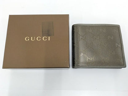 Gucci Bifold Wallet GG Imprime Metallic Khaki 224122