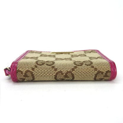 Gucci Coin Case 115255 GG Canvas Leather Beige Pink Gold Hardware Small Items