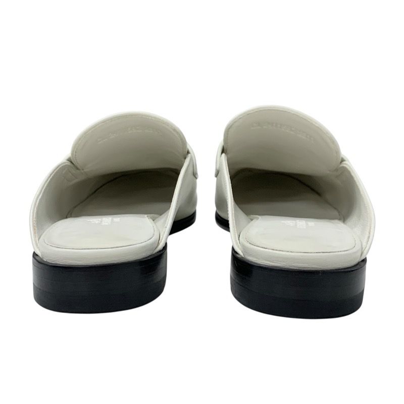 Hermes Jota Flat Shoes Leather Ivory Silver Kelly Hardware Mule Slipper Sandals