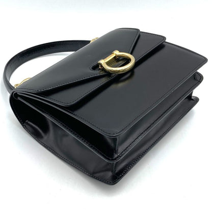 Celine Handbag Leather Vintage Black Gancini Leather Women