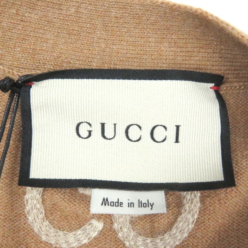Gucci 20AW 599866 100% Cashmere GG Logo Embroidery Long Sleeves Knit Cardigan