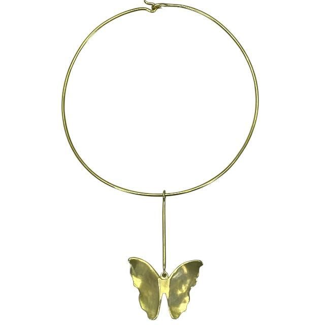 Christian DIOR Necklace Choker Jewelry Accessories Small Butterfly Motif GP Gold