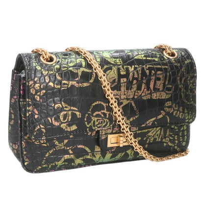 Chanel 2.55 Graffiti Croc Shape Push W Flap Chain Shoulder Bag Men 25