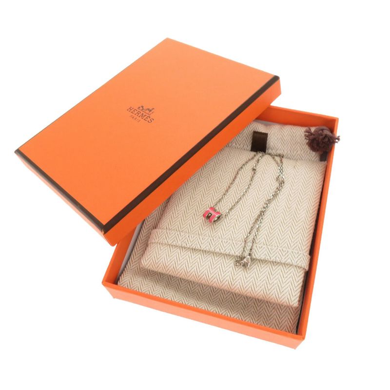 Hermes Pop Ash Mini H Rose Tropic Silver Necklace Accessories 1537 Hermes