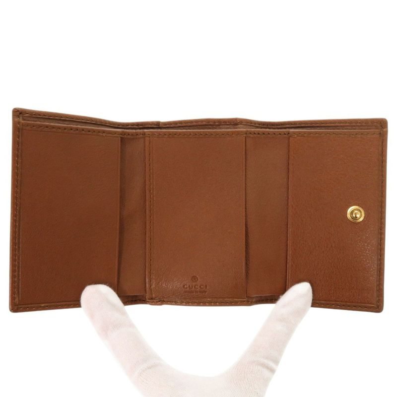 Gucci Diana Medium 658633 Leather Bamboo Brown Trifold Wallet 0028 Gucci