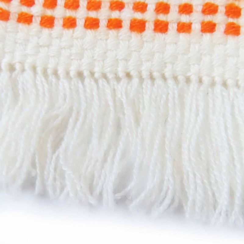 Hermes 100% Cashmere Lamb Leather Tagged Fringed Scarf Orange White Blue With