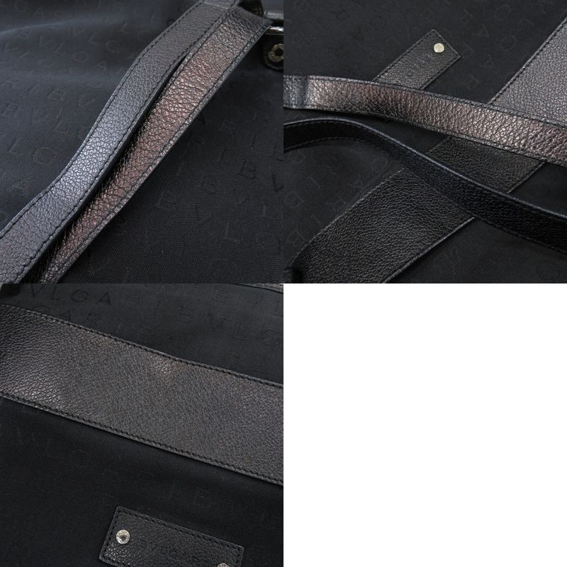 Bulgari Logomania Canvas Leather Black Shoulder Bag Black 0405 Bvlgari Men's