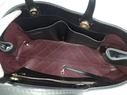 Chanel 2WAY Chain Tote Bag Coco Mark Leather Black As1434