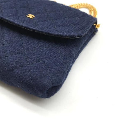 Chanel Mini Quilted Cotton Chain Bag Navy