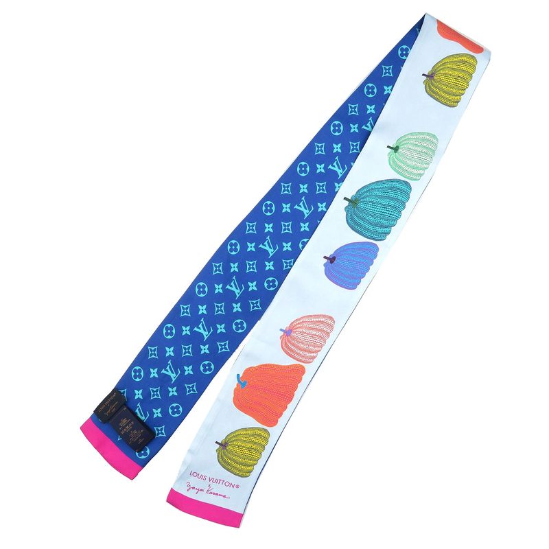 Louis Vuitton LV X YK Bandeau Pumpkin Yayoi Kusama M78391 Silk Blue Multicolor