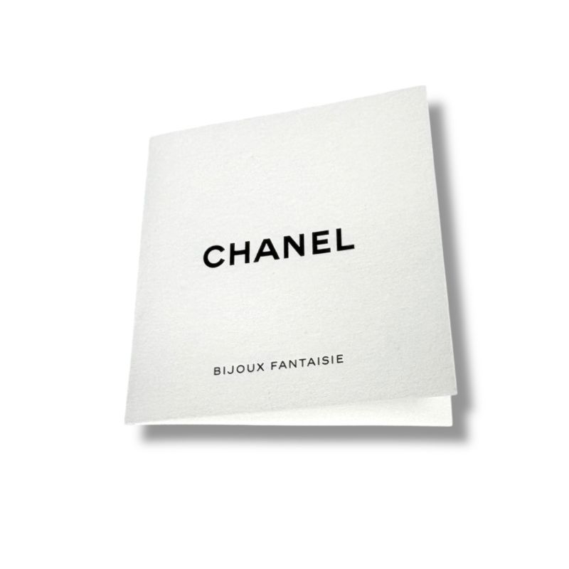 Chanel Hoop Earrings Rhinestone Materasse Coco Chain Leather Lambskin Black