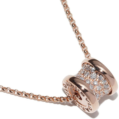 Bulgari Pendant Necklace 18K Pink Gold Diamond 031ct Bzero1 Pendant Necklace