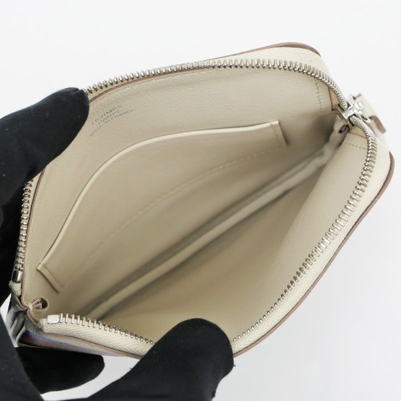 Hermes Carre Pocket Pouch Beton Swift Y Engraved Horse Beige Leather