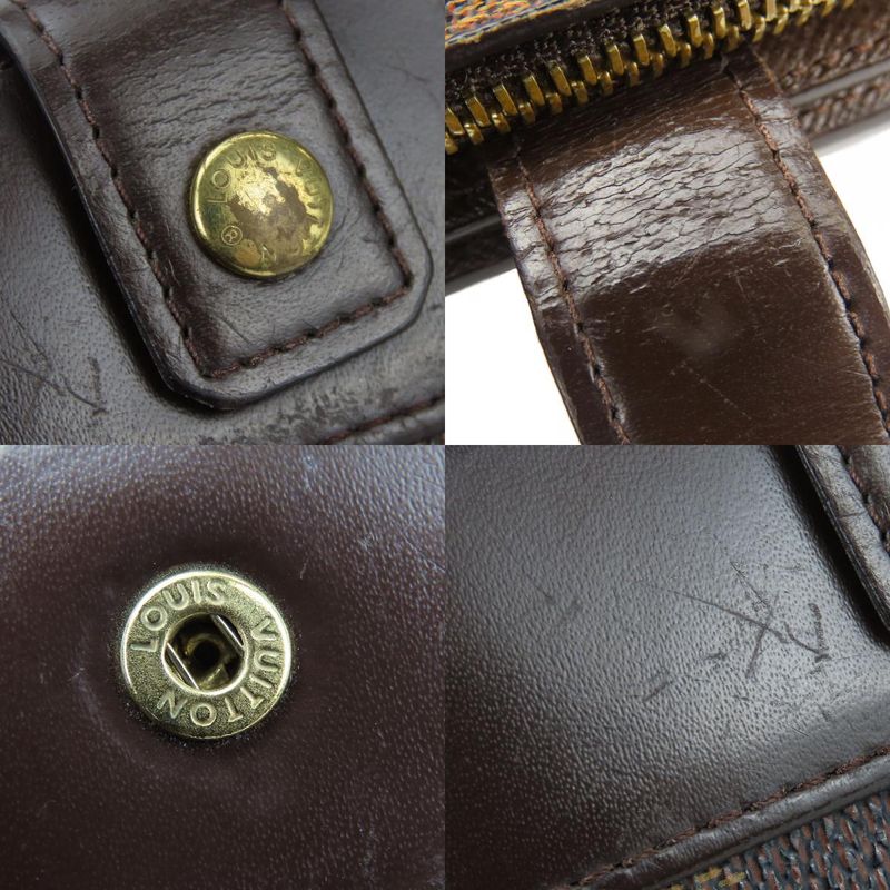 Louis Vuitton Bifold Wallet Compact Zip N61668 Damier Ebène Brown Gold Hardware