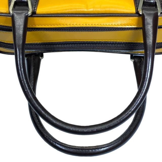 Prada Bow Ring Bag Handbag Tote Bag Handbag Logo Leather Yellow Brown