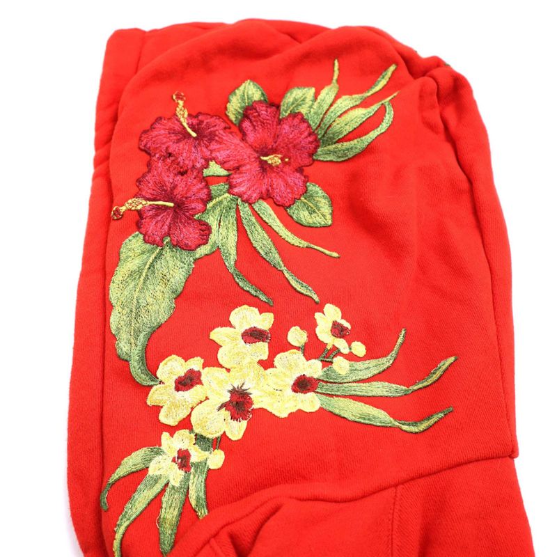 Gucci Vintage Logo Hibiscus Embroidery Oversize D Hoodie 457931 X5s77 Red L