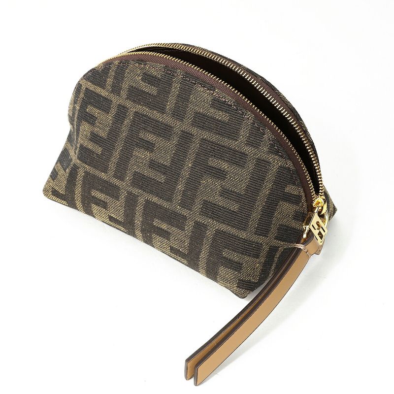 Fendi Pouch Brown FF Jacquard Fabric Brown