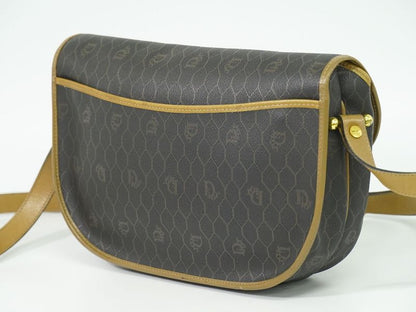 Authentic Christian DIOR Honeycomb Pattern Shoulder Bag Pochette PVC Black