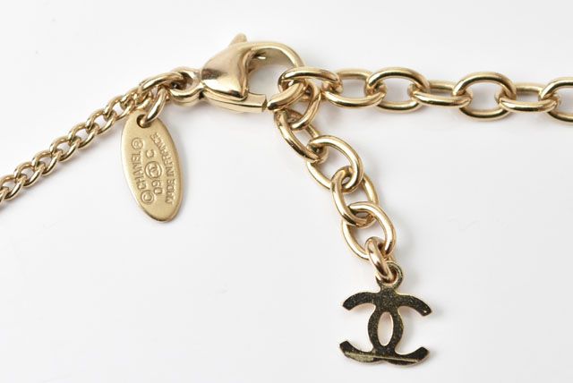 Chanel Necklace Pendant Coco Mark CC Rhinestone Gold Black