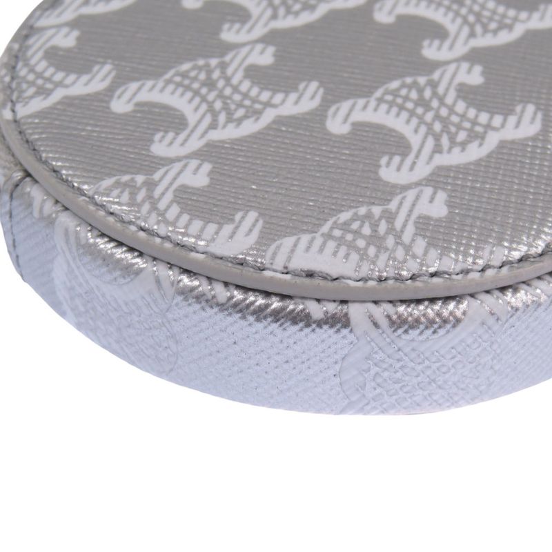 Celine Triomphe Leather Silver Coin Case 0117 Celine