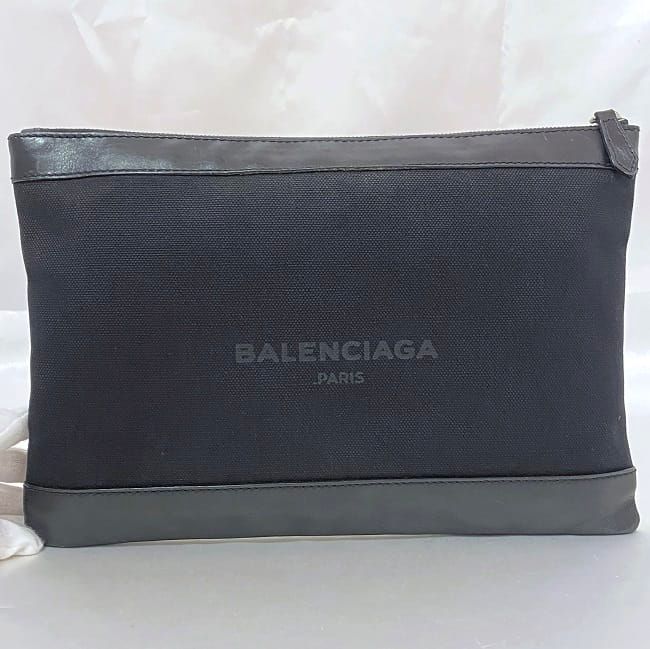 Balenciaga Clutch Bag Navy Clip M Black 373834