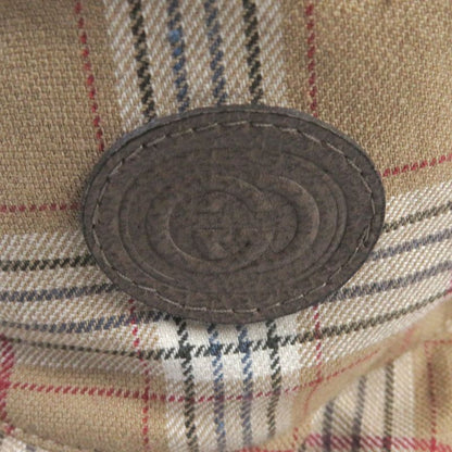 Gucci 700851 Wool Linen Logo Leather Patches Check With GG Allover Pattern
