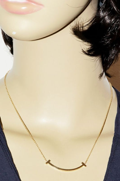 Tiffany & Co Pendant Necklace 18K Yellow Gold T-smile Pendant Necklace Medium
