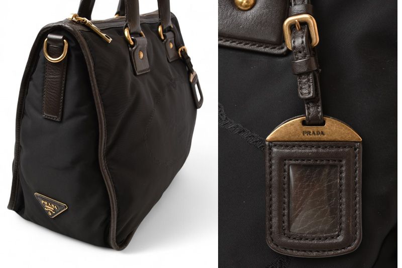 Prada Tote Bag Shoulder Bag 2way Prada Bag Bl0748 Nylon Jacquard Black With