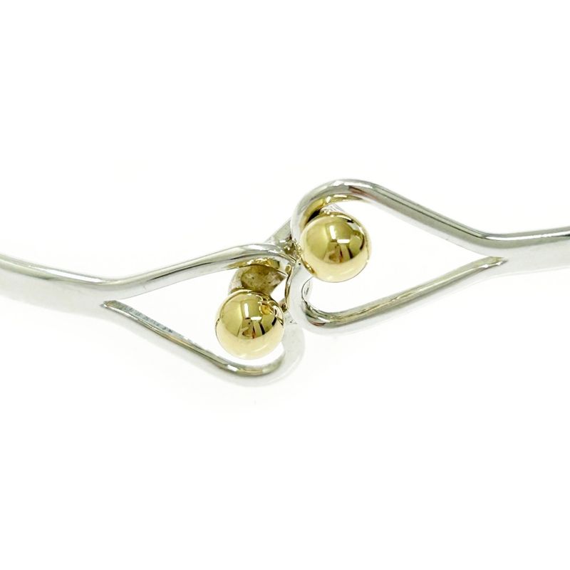Tiffany & Co Silver Hook & Eye Double Heart Bangle 5.2g 925 750 Engraved 479596