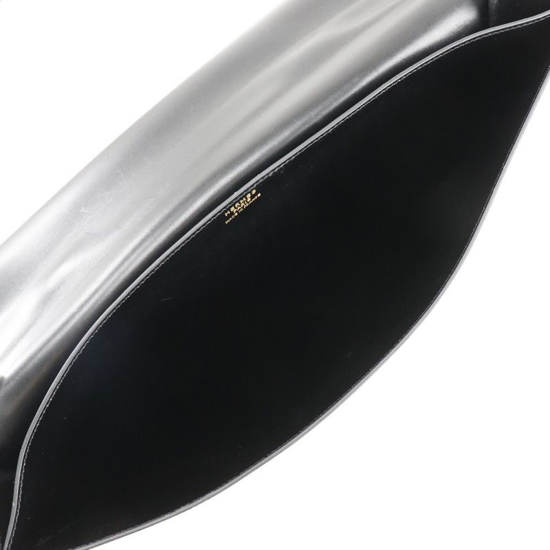 Hermes Danube 38 Briefcase 6Z Calf Black/gold Hardware ○V Men's Business Bag