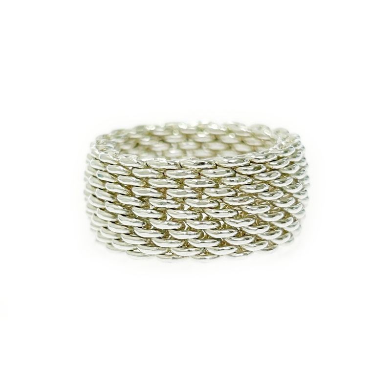 Tiffany & Co Silver Somerset Mesh Ring 8.6g 925 Engraved 412133 Ring