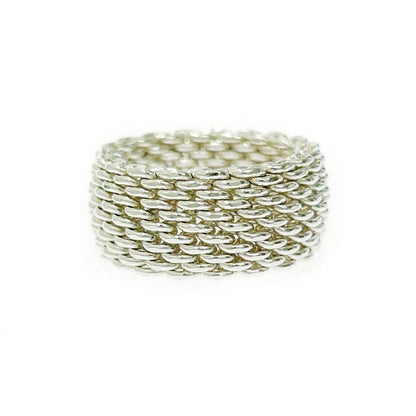Tiffany & Co Silver Somerset Mesh Ring 8.6g 925 Engraved 412133 Ring