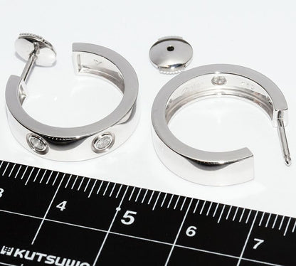 Cartier Hoop Earrings 18K White Gold Diamond 6P Love Earrings Full Diamond