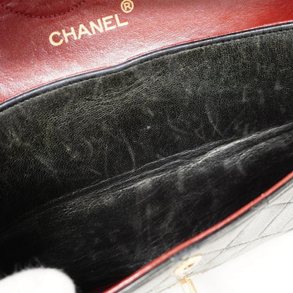 Chanel Shoulder Bag Matelasse Lambskin Black Gold Hardware Women