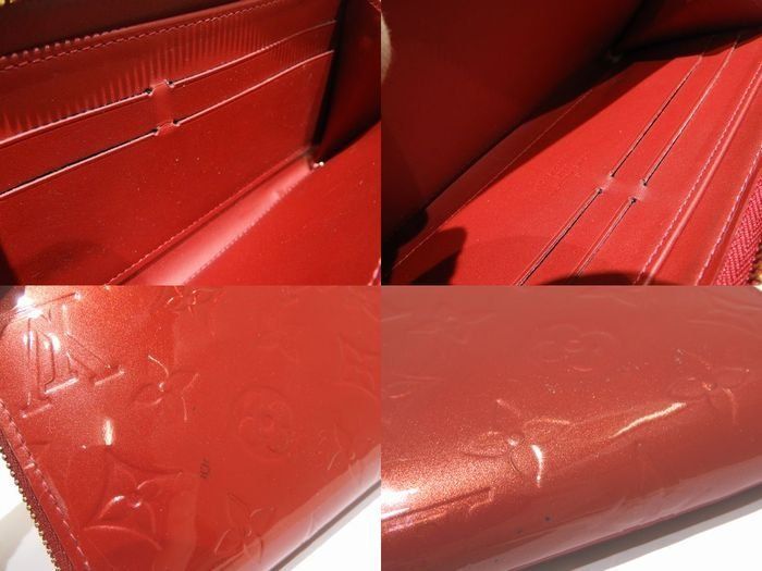 4 Louis Vuitton Zippy Wallet Long Wallet Vernis Pomme D'amour M91981 Red Enamel