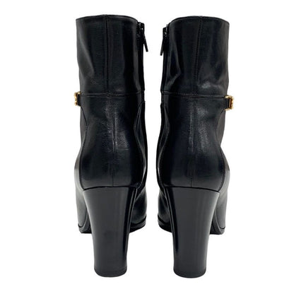 Celine Boots Short Boots Shoes Leather Black Gold Triomphe
