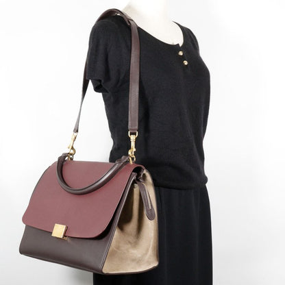 Celine Trapeze 2-way Shoulder Calf And Suede Brown/gray Women's Handbag
