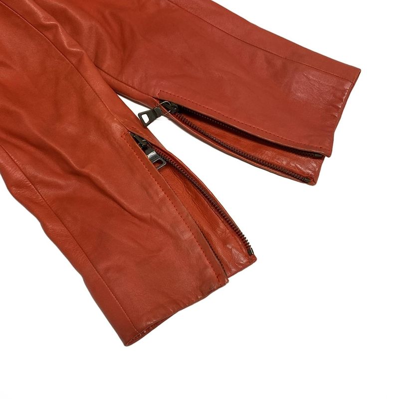Prada Riders Jacket Size 38 S Women's Orange Lamb Leather / Spring & Autumn