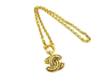 Chanel Coco Mark 3857 Necklace Pendant Accessory Ladies Gold Fe4896