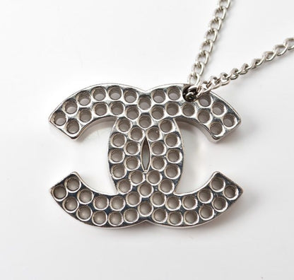 Chanel Necklace Pendant Chanel Coco Mark CC Perforated Silver A27967 230655