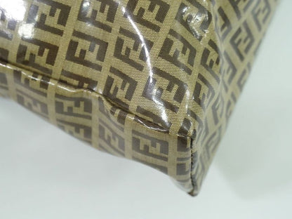 Authentic Fendi Zucchino Shoulder Bag Vinyl Beige Zucchino Bag Pre-owned