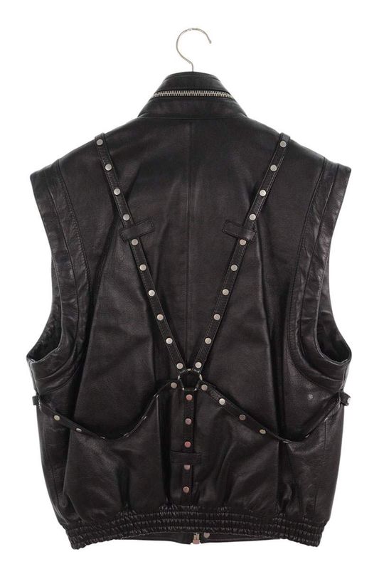 Celine 2eb16280d Studded Decoration Harness Sleeveless Leather Jacket Men's 46