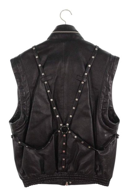 Celine 2eb16280d Studded Decoration Harness Sleeveless Leather Jacket Men's 46