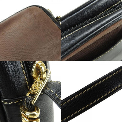 Loewe Shoulder Bag Velasquez Leather Black Brown Gold Hardware Crossbody Chic