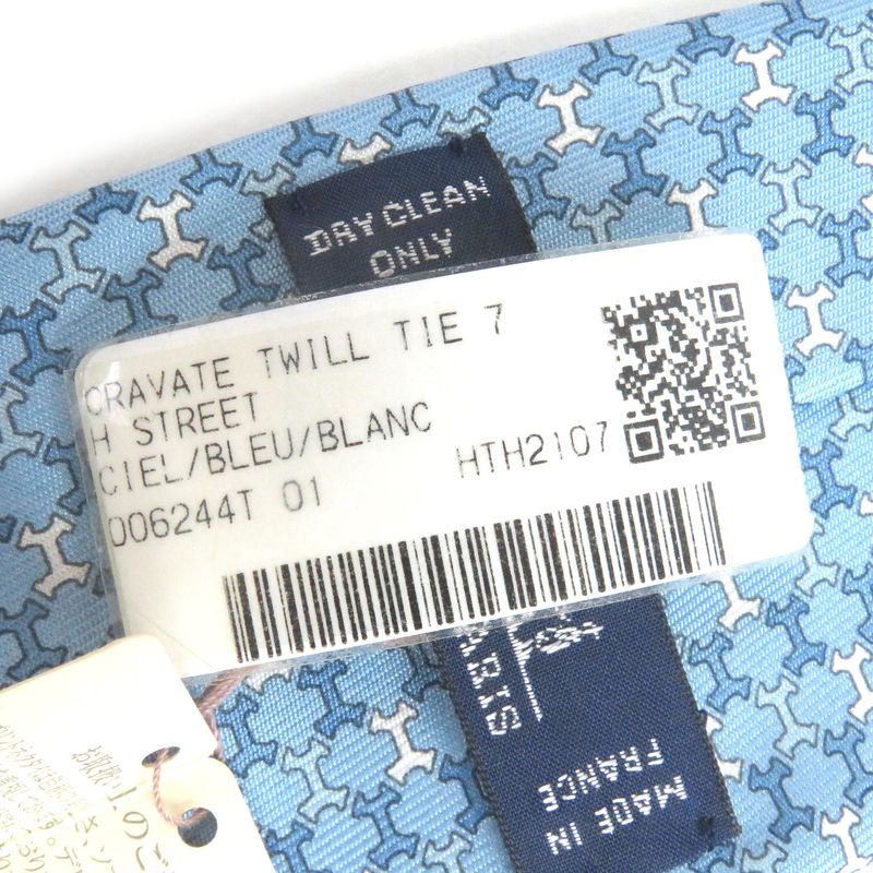 Hermes 100% Silk H Street Total Pattern Regular Tie Light Blue With Box Made