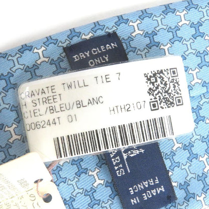 Hermes 100% Silk H Street Total Pattern Regular Tie Light Blue With Box Made