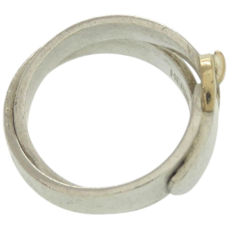 Hermes Double True #48 Size 8 Silver 925 18K Gold Silver Ring 0222 Hermes