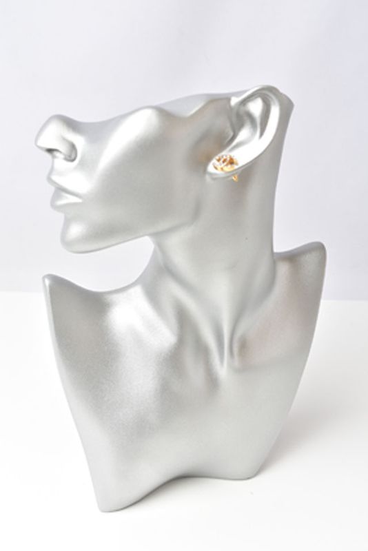 Chanel Earrings CC Rhinestones Light Blue Gold