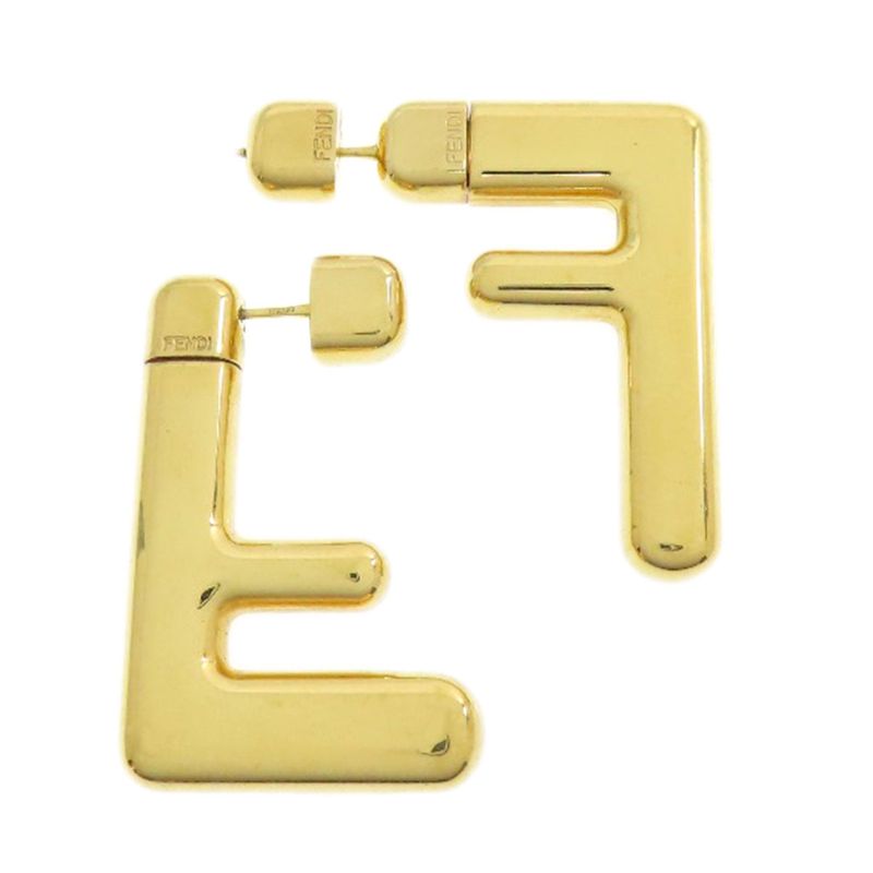 Fendi FF Logo Earrings Metal Ladies
